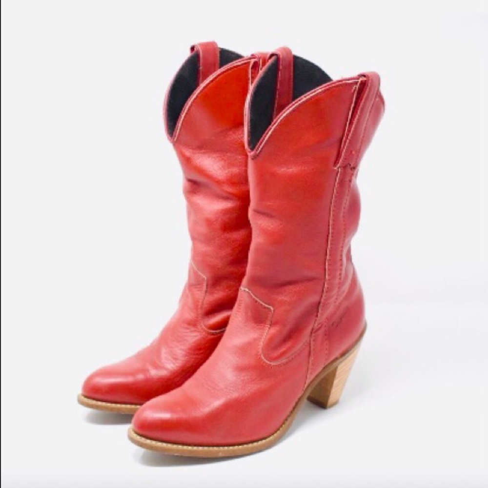 🌹RED Capezio Vintage Women's Cowboy Leather Boots
